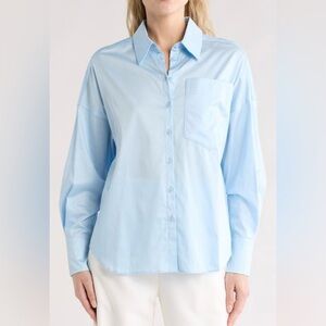 *NWOT* Ted Baker London Women's Dyloh Oversized Button-Up Shirt in Pale Blue